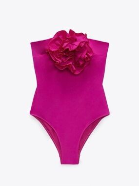 ✨ Zara Fuchsia Maxi Flower Swimsuit